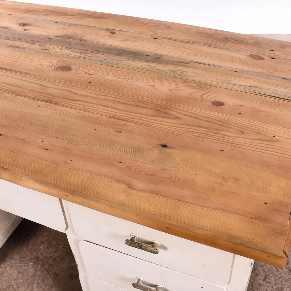 Vintage White Wooden Desk for sale at Pamono