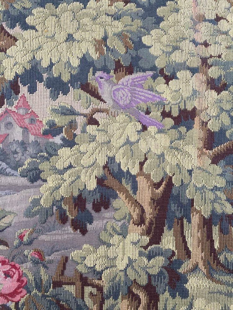 Tapisserie Vintage Française Goblys Carrée 57x57 Pouces - Motif Fruits, Coton, Occasion