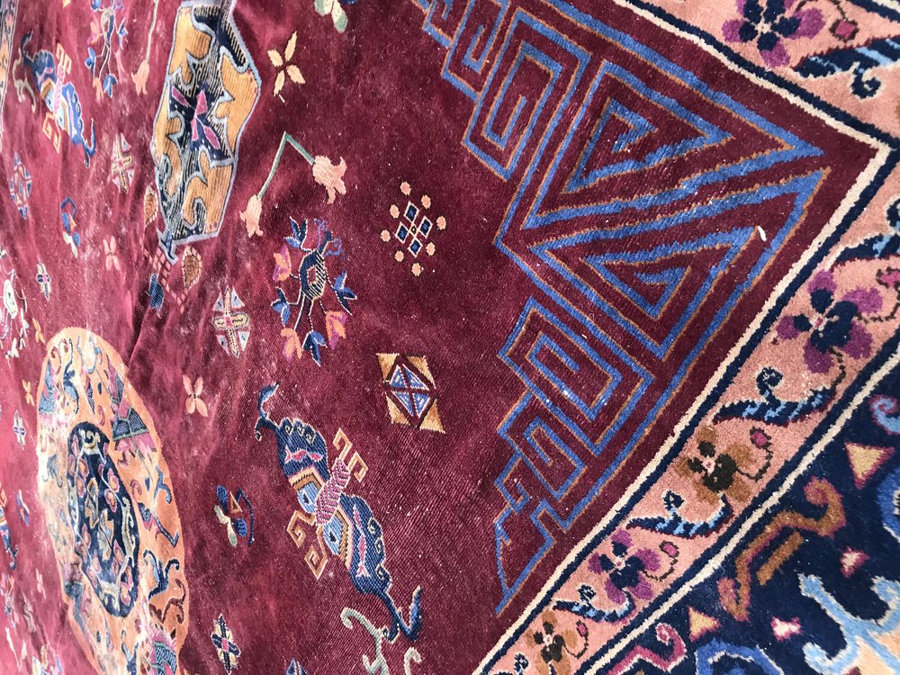 Chinese Rug 1950 Large Vintage Art Deco Chinese Rug, 1950s for sale at Pamono