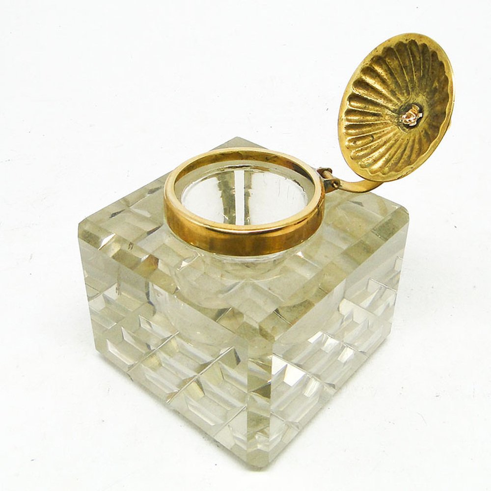 Art Deco Crystal Inkwell, Sweden, Early 1900s for sale at Pamono