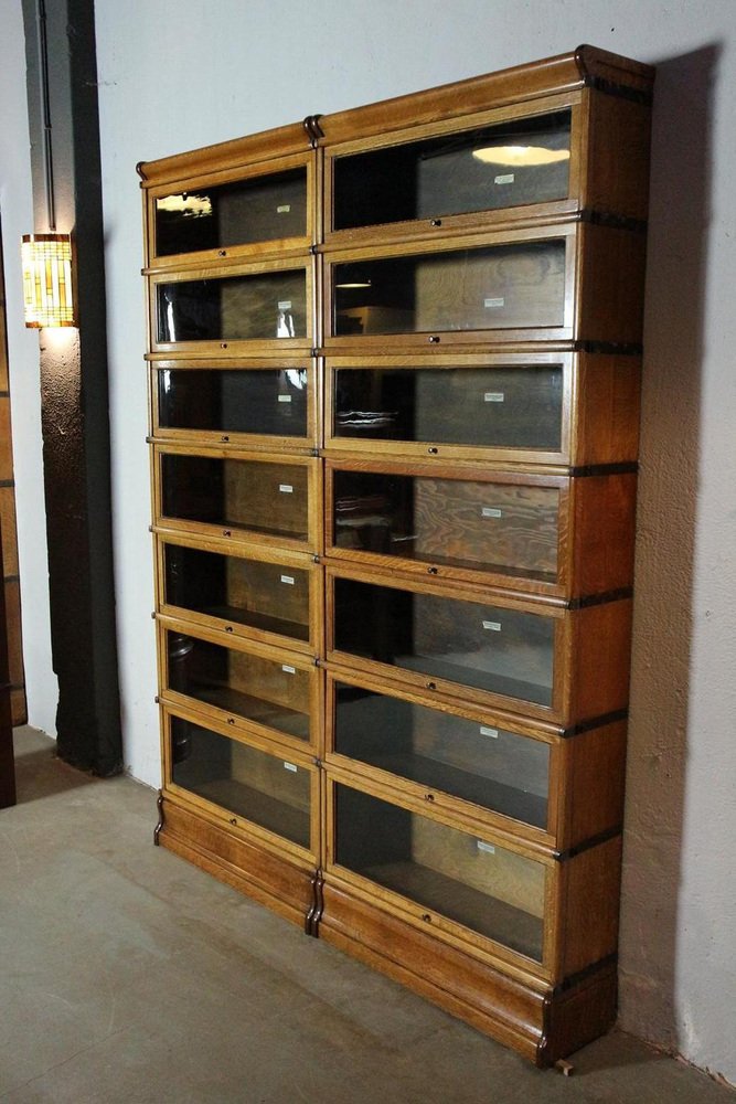 Modular Stackable Bookcase from Globe Wernicke, 1890s, Set of 18 for