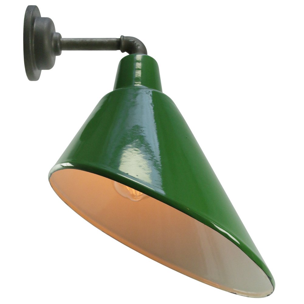Vintage Industrial Cast Iron and Green Enamel Wall Sconce for sale at ...