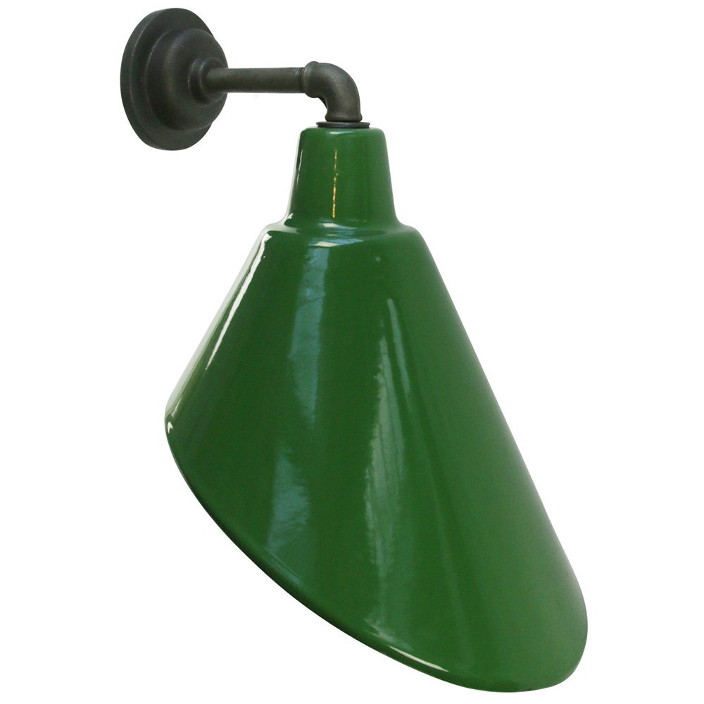 Vintage Industrial Cast Iron and Green Enamel Wall Sconce for sale at ...