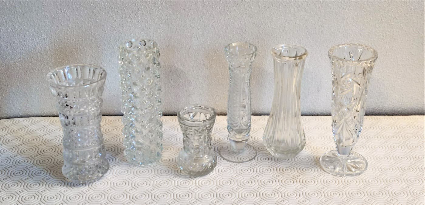 Pressed Glass Vases, Czechoslovakia, 1970s, Set of 6 for sale at Pamono