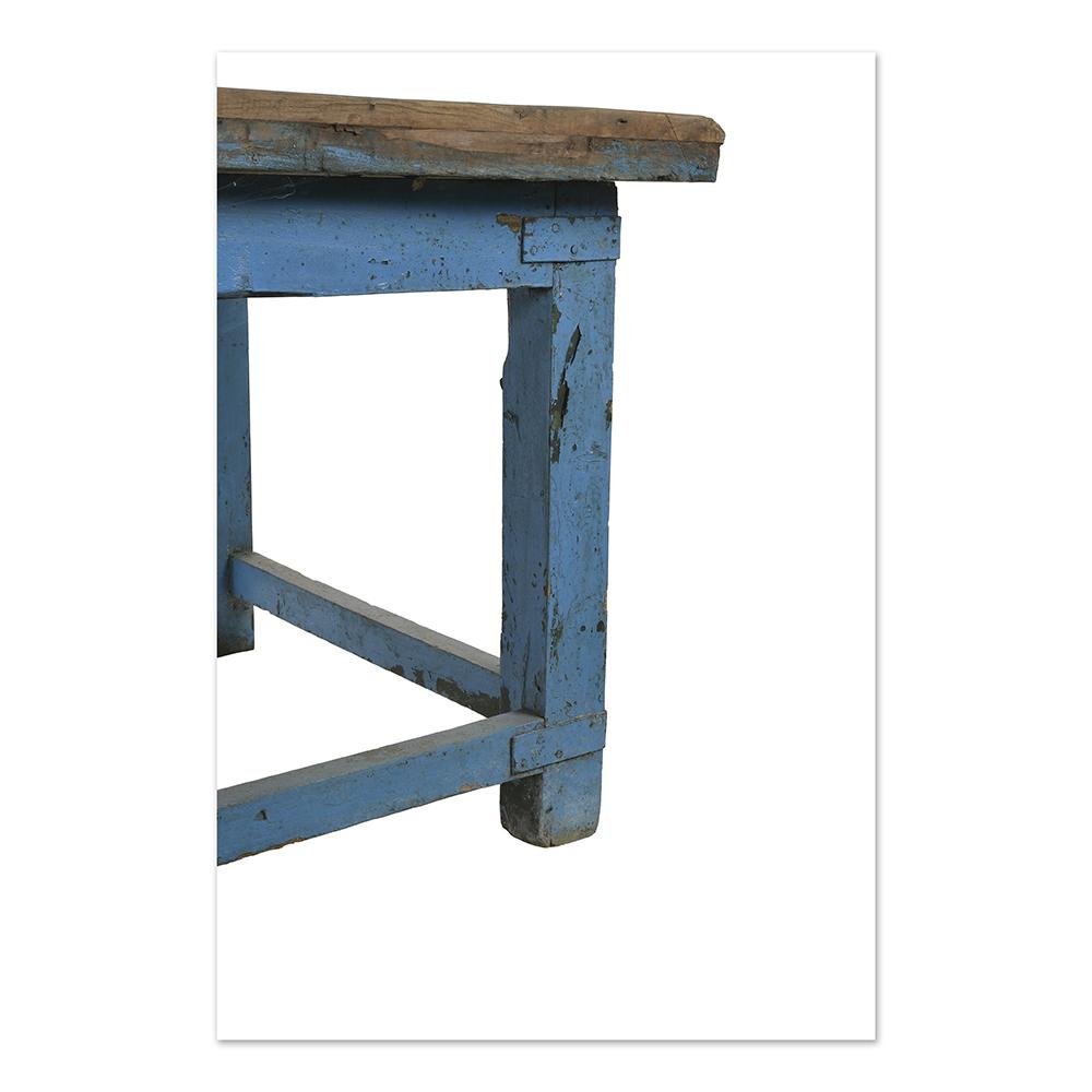 Teak Worktable with Blue Patina for sale at Pamono