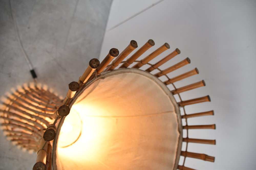 Lampada Da Terra Batumi In Bamb&ugrave; - Design Scandinavo, Altezza 55 Cm, Attacco E27, Senza Lampadina