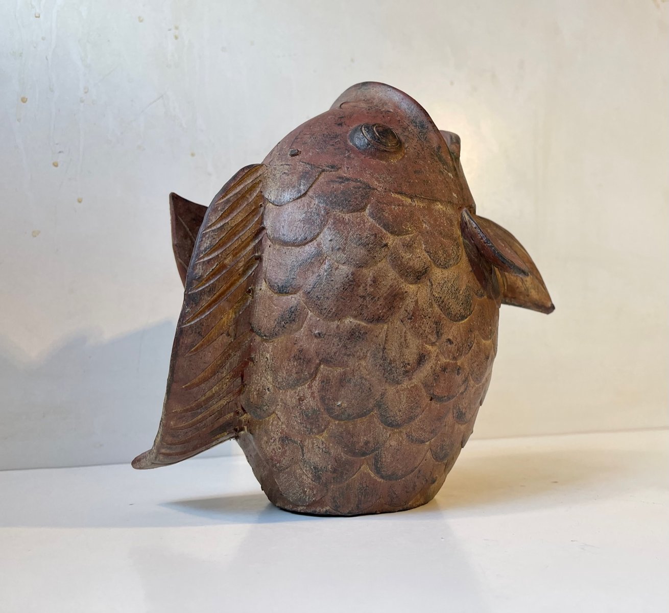 Vintage Terracotta Koi Fish Sculpture Vase, Asia, 1960s for sale at Pamono