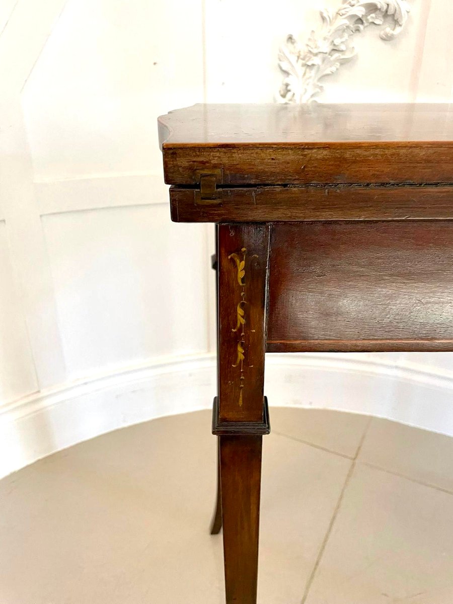Antique Edwardian Mahogany Hand Painted Card Table, 1900s for sale at