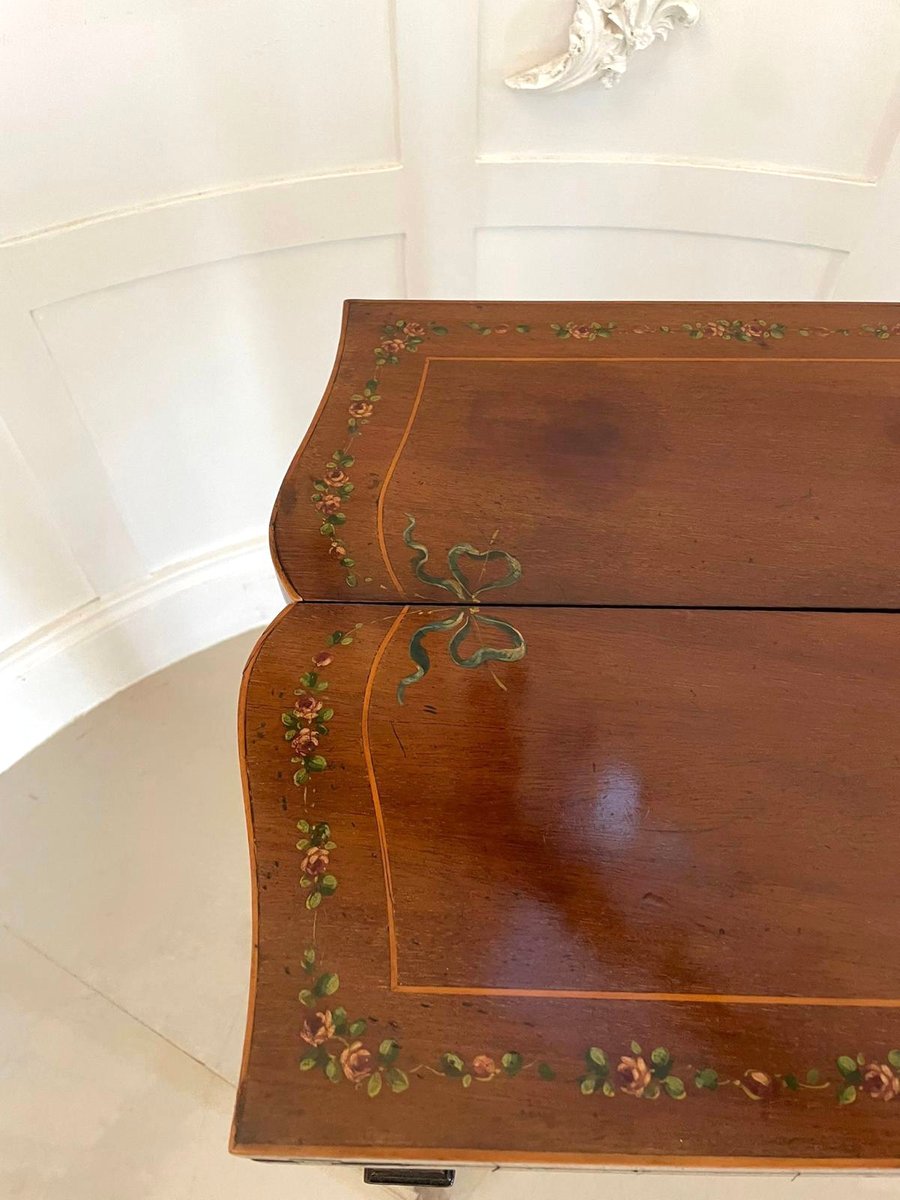 Antique Edwardian Mahogany Hand Painted Card Table, 1900s for sale at