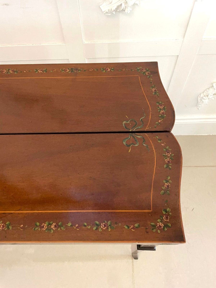 Antique Edwardian Mahogany Hand Painted Card Table, 1900s for sale at
