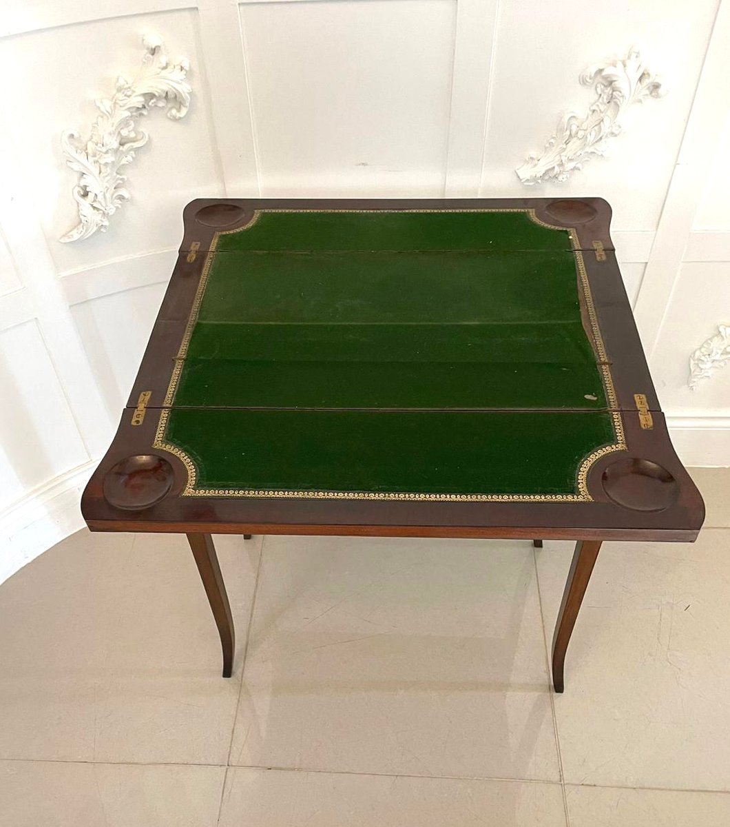 Antique Edwardian Mahogany Hand Painted Card Table, 1900s for sale at