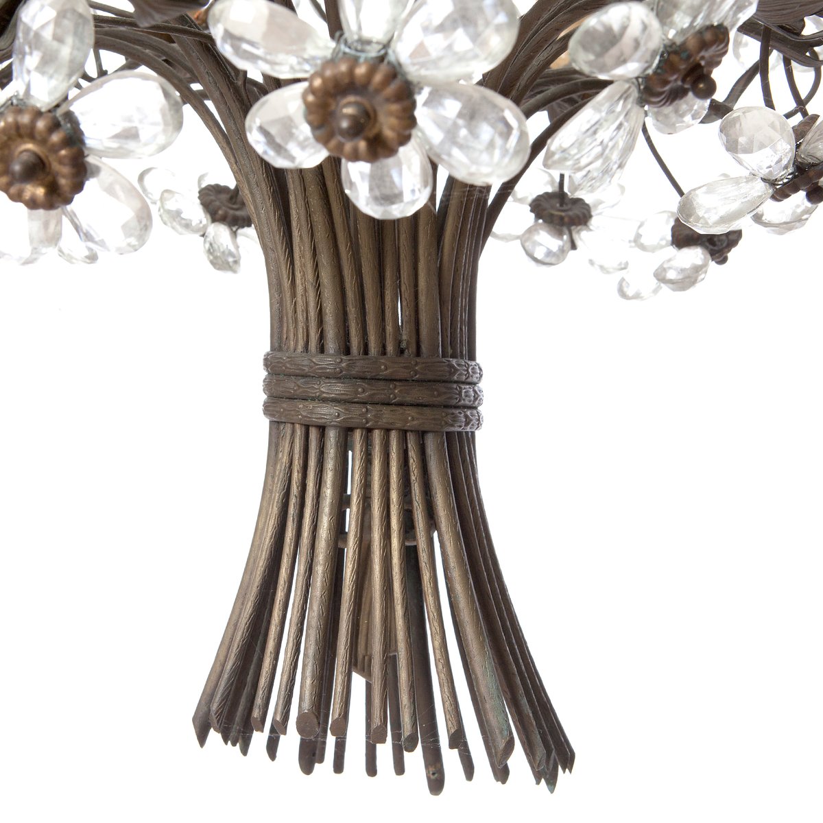 Vintage Six Light Bronze Crystal Flower Chandelier From Maison Vintage Six Light Bronze Crystal Flower Chandelier From Maison Baguès