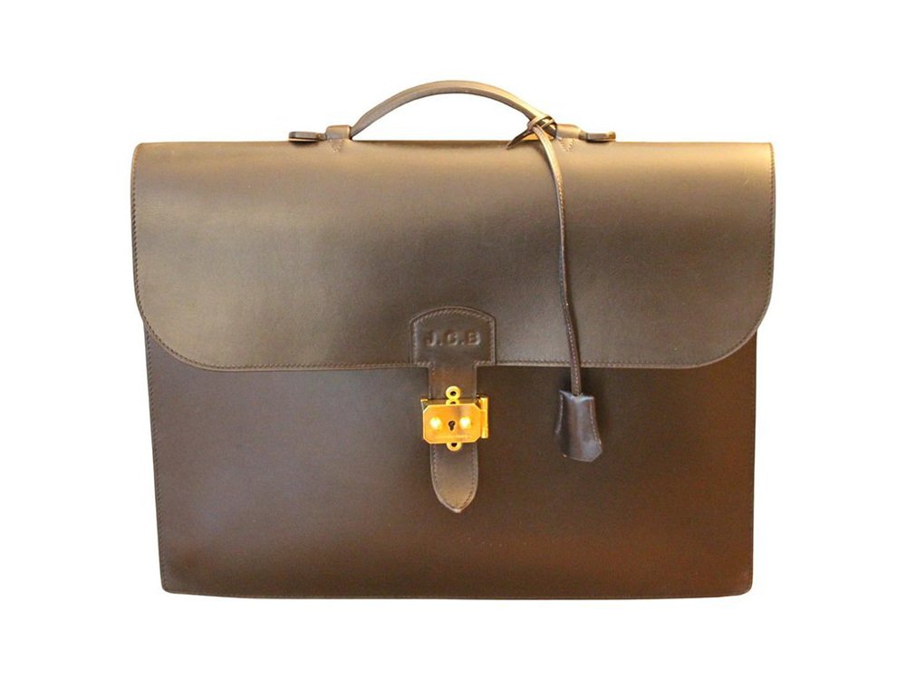 Leather Briefcase from Hermès, 2000s for sale at Pamono