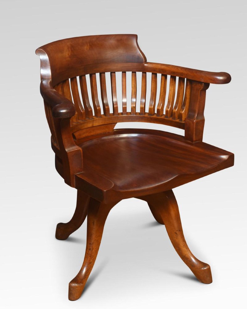 Mahogany Captains Revolving Desk Chair for sale at Pamono