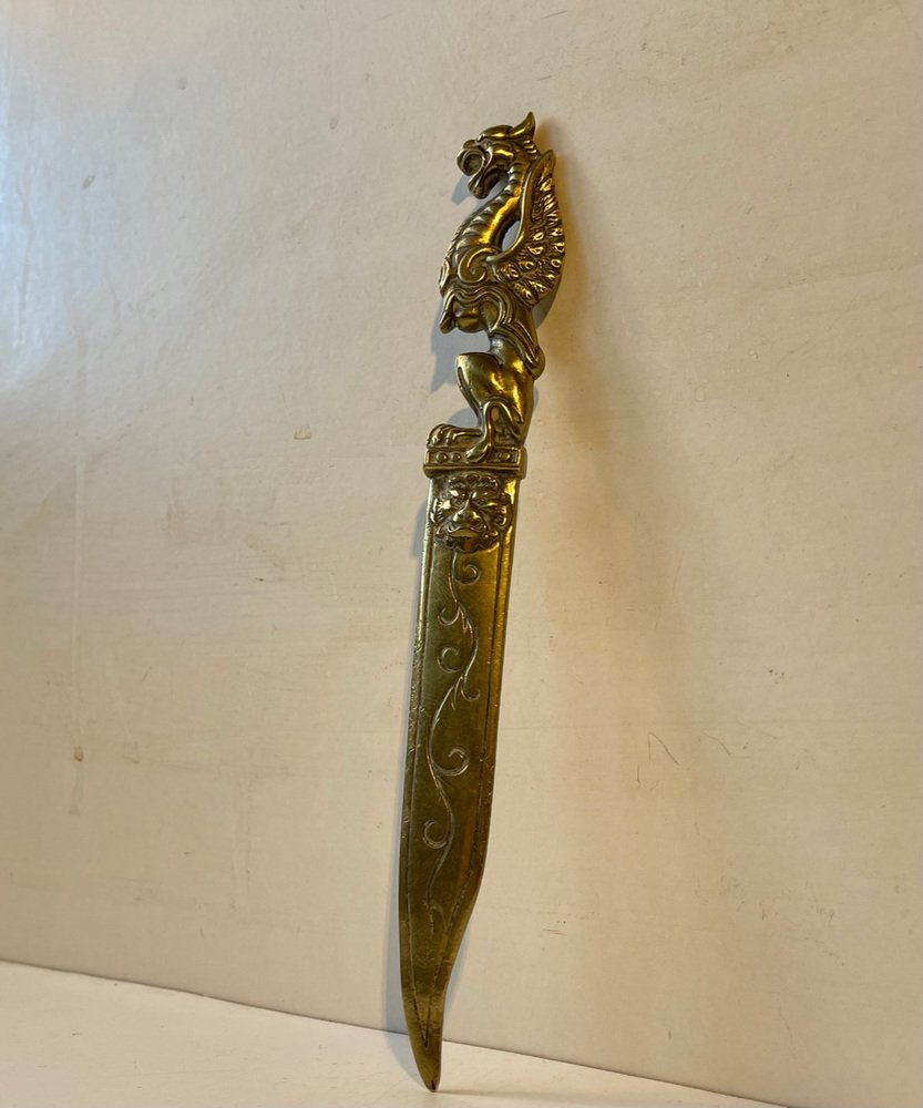 English Brass Dragon Letter Opener, 1920s for sale at Pamono