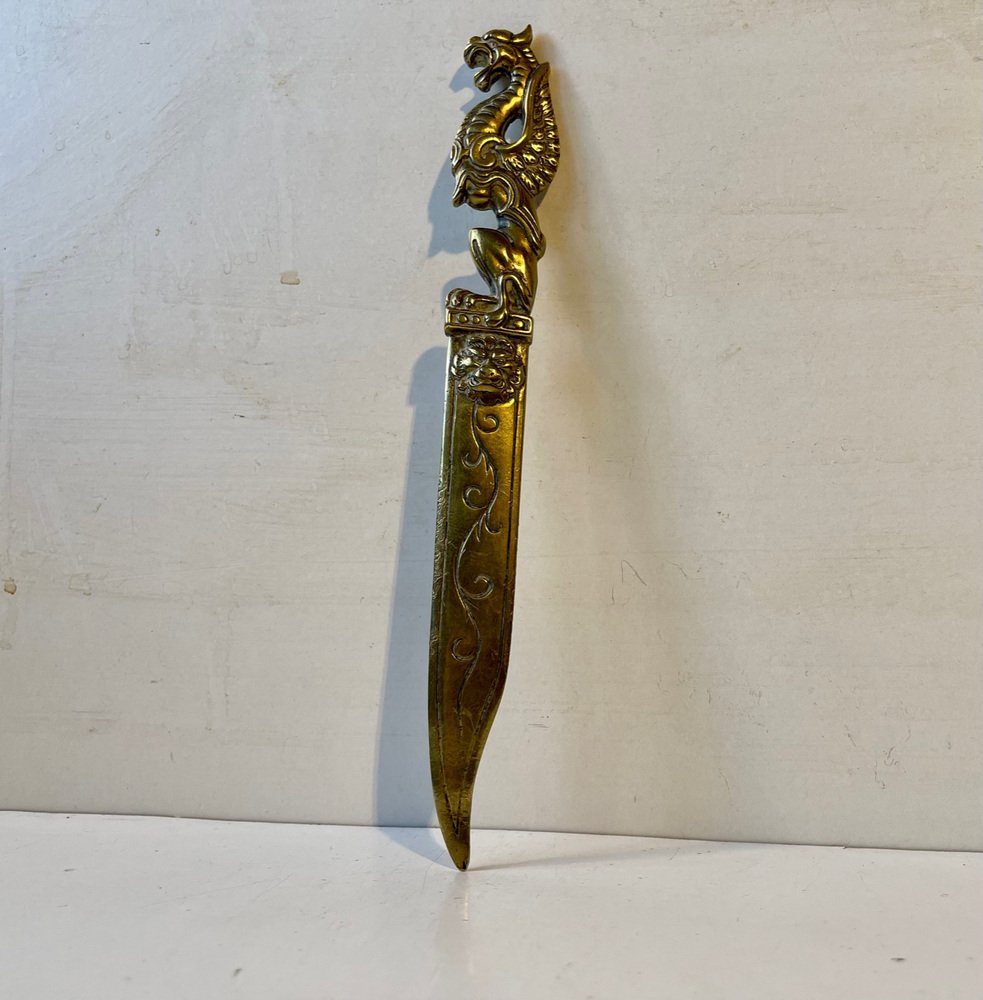 English Brass Dragon Letter Opener, 1920s for sale at Pamono