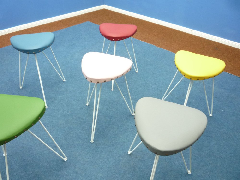 Hand-Crafted Metal and Skai Stools from Rohde Berlin, 1950s, Set of 6 ...