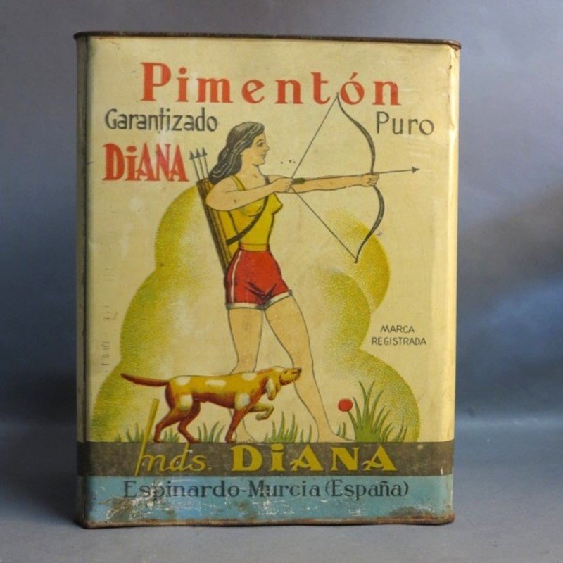 Large Spanish Tin Advertisment for Diana Pimenton for sale at Pamono
