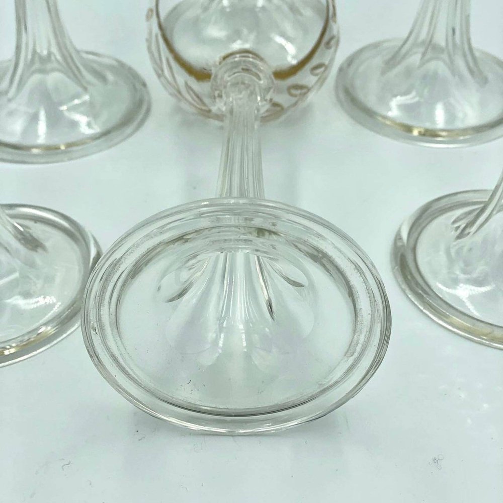 Antique Crystal Glasses with 24k Gold, France, 1890s, Set of 6 for sale