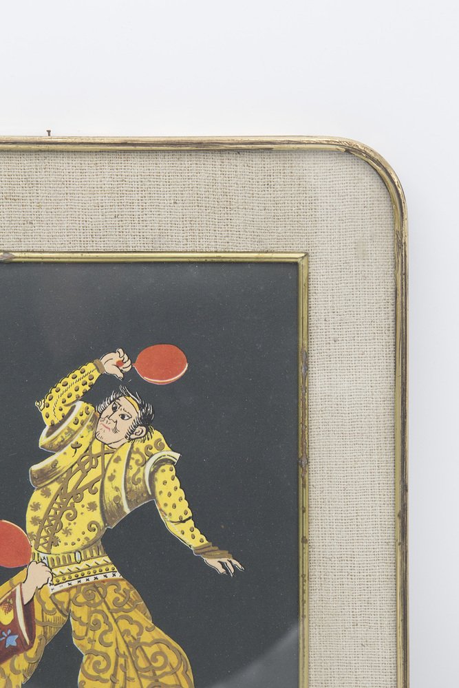 Framed Japanese Print Depicting Flywheel, Early 1900s for sale at Pamono