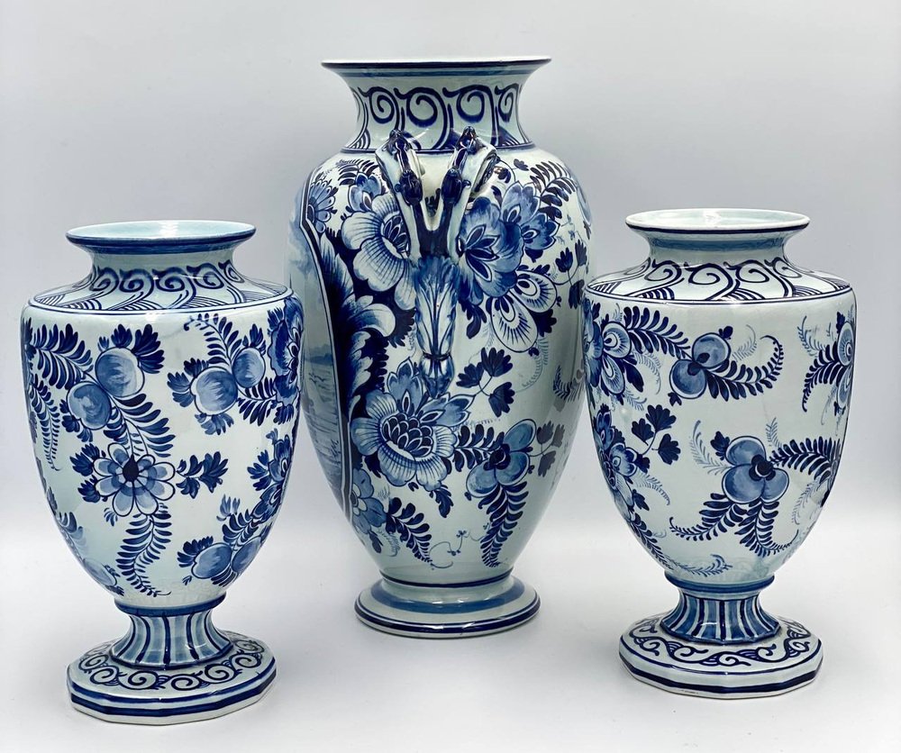 Pichet Ancien Delft Faïence Bleu Cobalt Signé Hauteur 20 Cm
