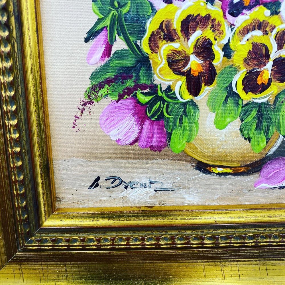 Ursula Drews, Flowers, 1970s, Oil on Canvas Paintings, Framed, Set of 2