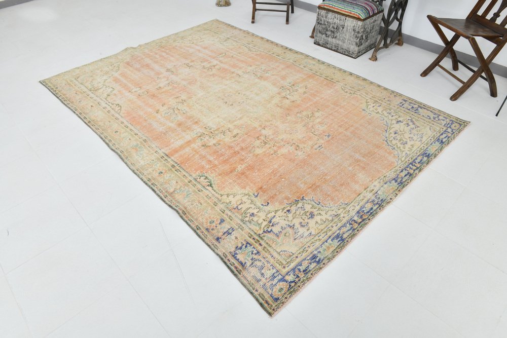 Vintage Turkish Wool Faded Area Rug for sale at Pamono
