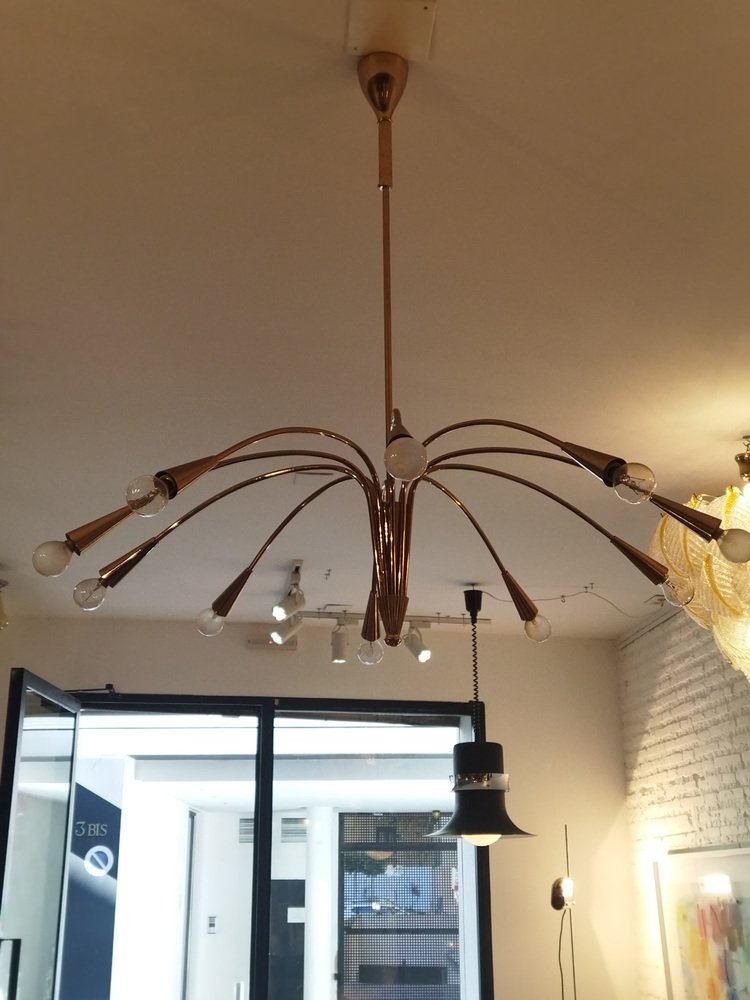 Spanish Suspension Lamp from Metalarte, 1950s for sale at Pamono