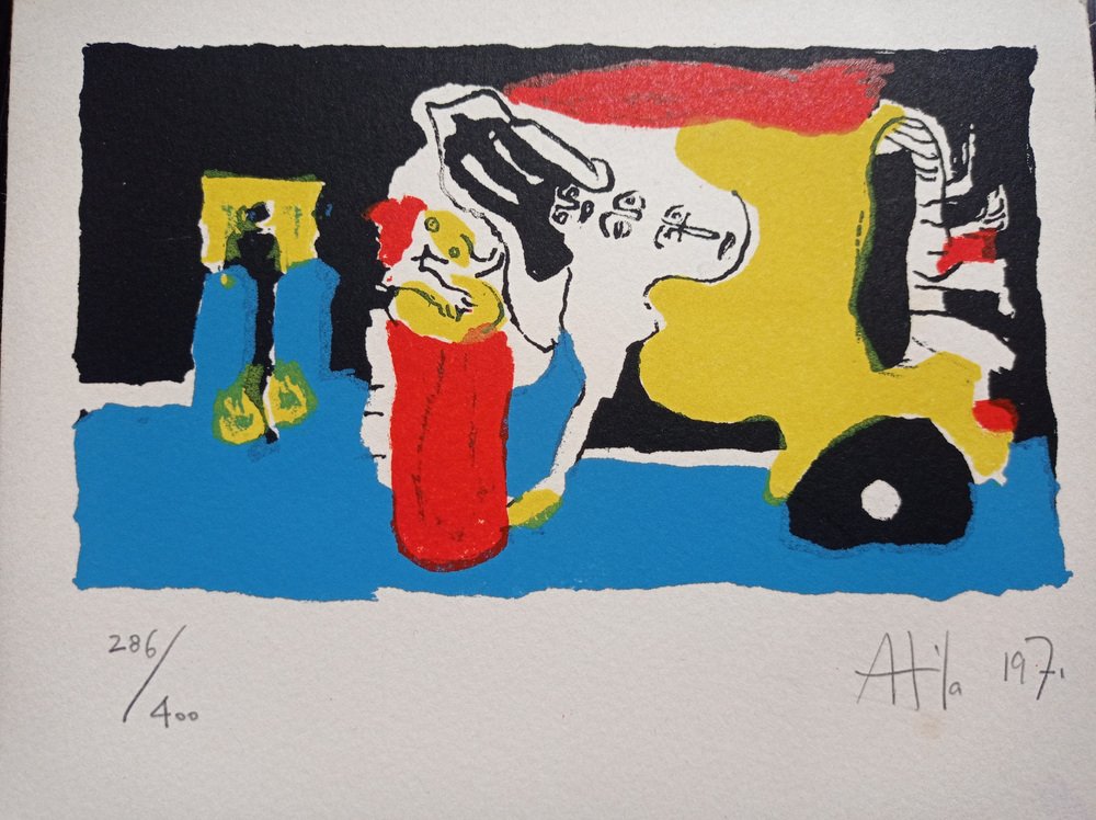 Atila Biro, Modernist Composition, 1972, Lithograph for sale at Pamono