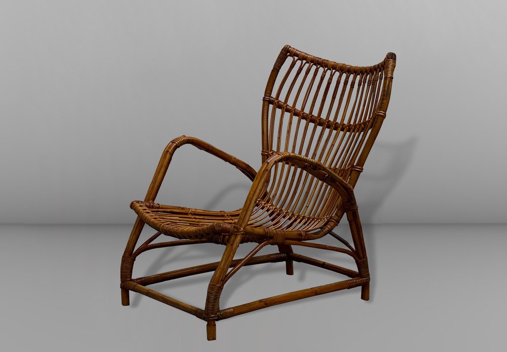 Italienischer Sessel aus Bambus & Rattan, 1960er bei Pamono kaufen