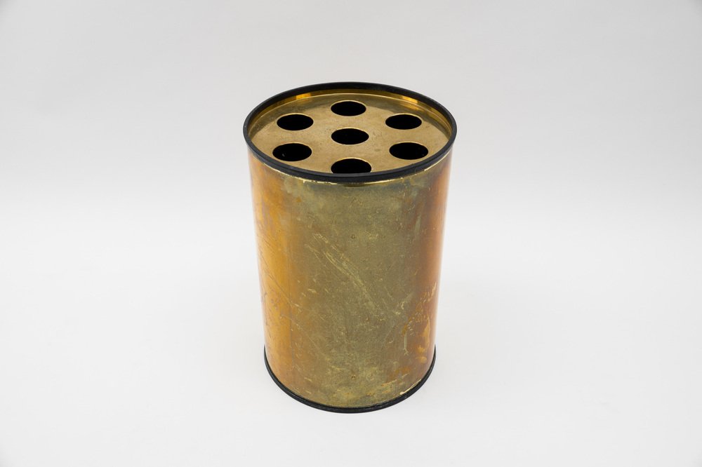 MidCentury Modern Handmade Umbrella Stand in Gilded Metal, 1960s for