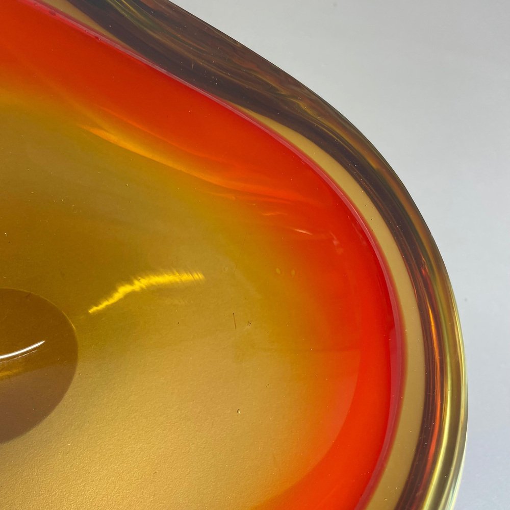 Murano Orange Glass Shell Bowl Vase, Murano, Italy, 1970s for sale at