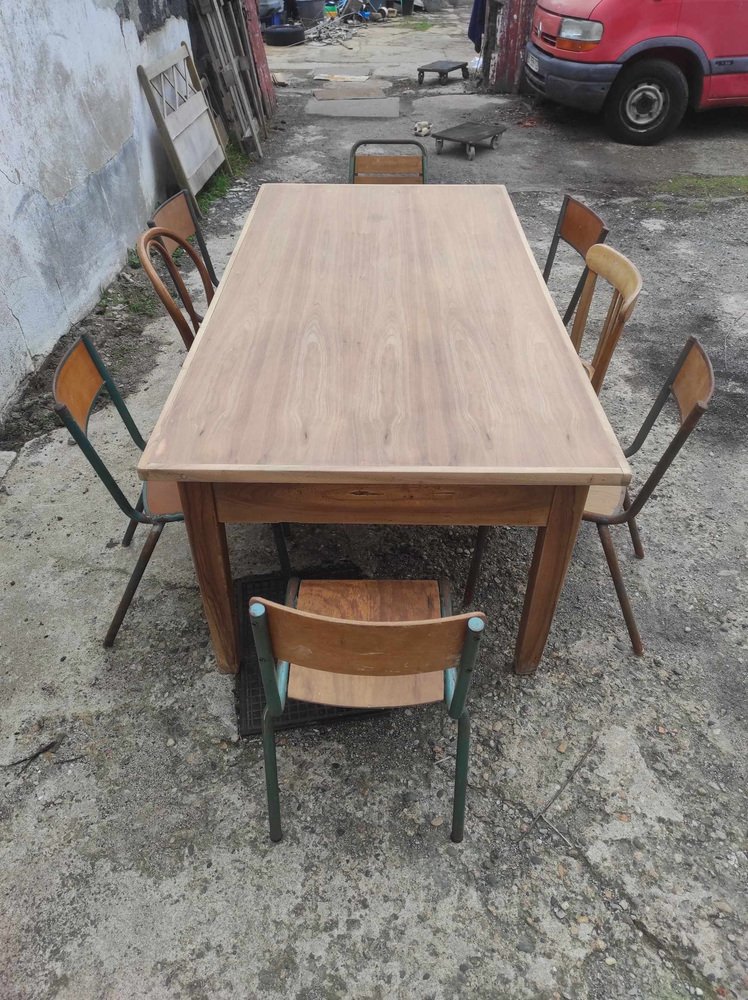 Vintage French Table in Beech and Oak for sale at Pamono