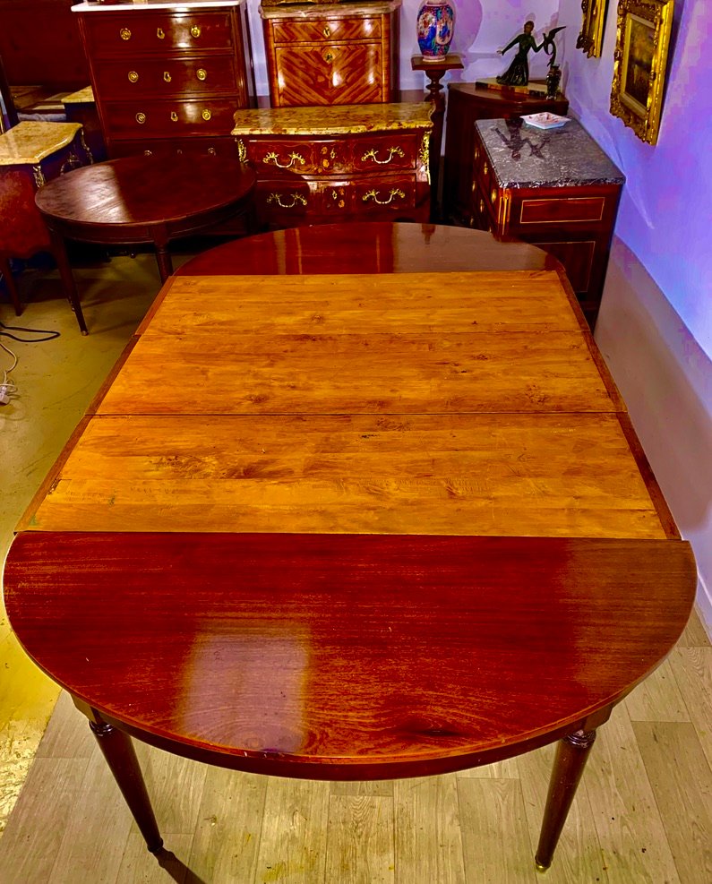 Oval Mahogany Dining Table with 3 Extensions, 1930s for sale at Pamono