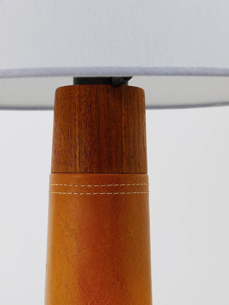 Guru-Shop Lampada Da Tavolo In Pelle All'Hené – Bangsal, Arancione, 45x24x21 Cm, Fatta A Mano In India