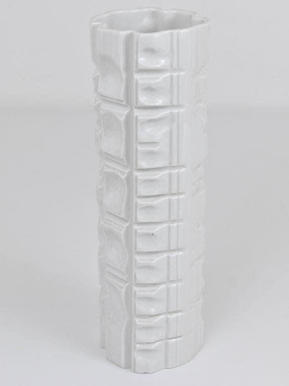White Relief Op Art Porcelain Vase attributed to Rosenthal, Germany