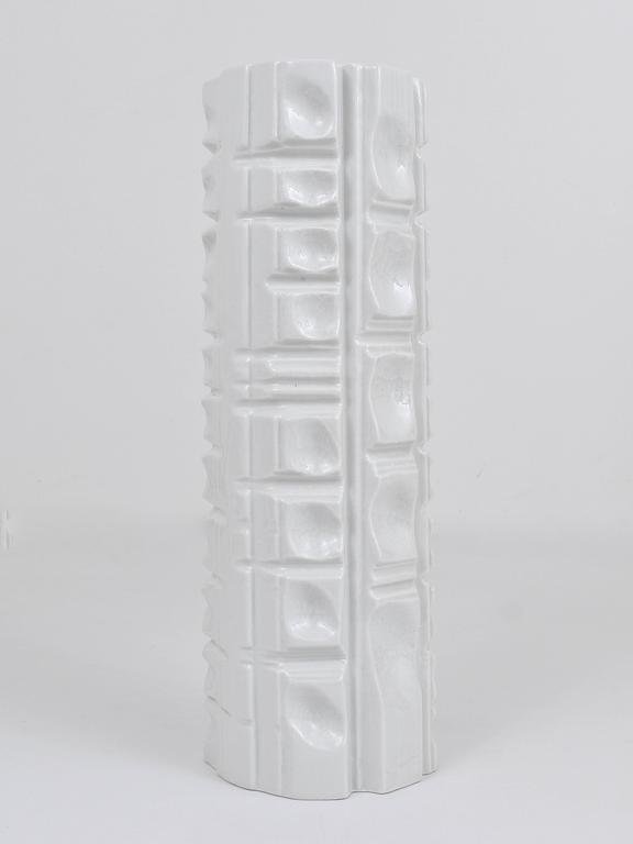 White Relief Op Art Porcelain Vase attributed to Rosenthal, Germany