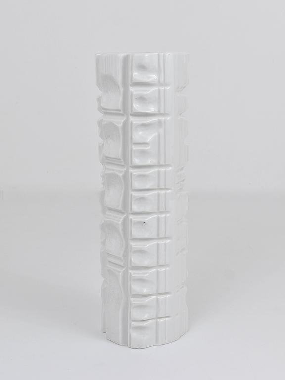 White Relief Op Art Porcelain Vase attributed to Rosenthal, Germany
