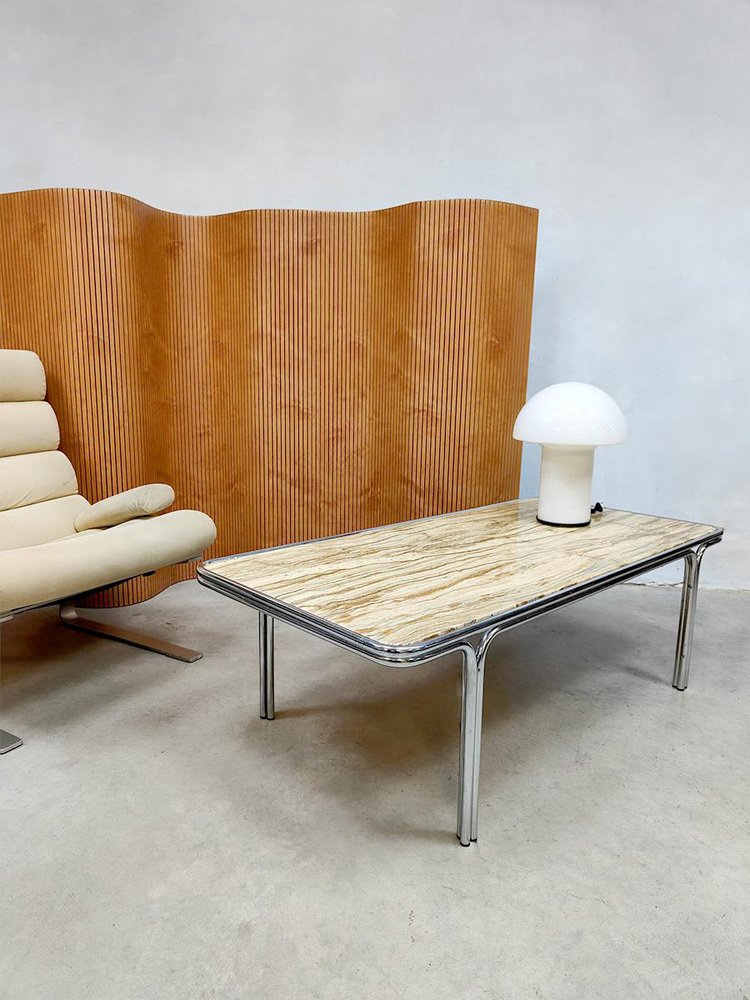 Vintage Bauhaus Style Coffee Table in Marble, 1970s for sale at Pamono