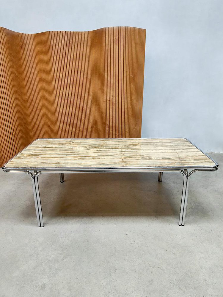 Vintage Bauhaus Style Coffee Table in Marble, 1970s for sale at Pamono