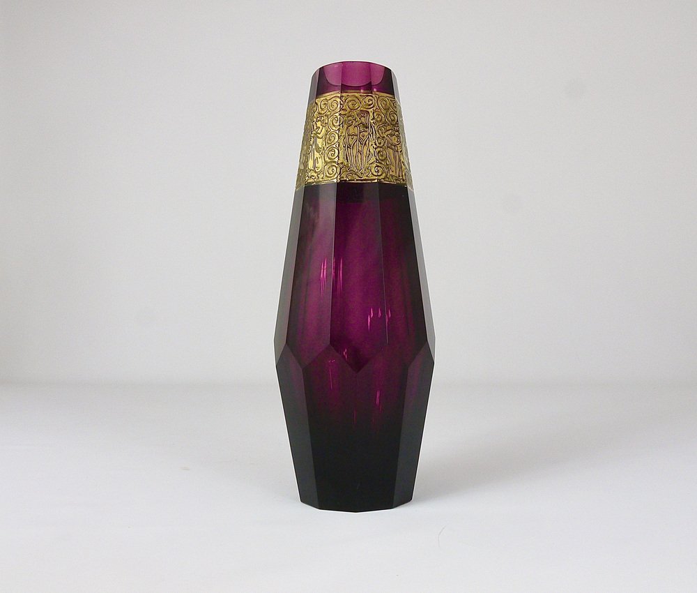 Art Deco Purple Crystal Glass Vase from Ludwig Moser Karlsbad