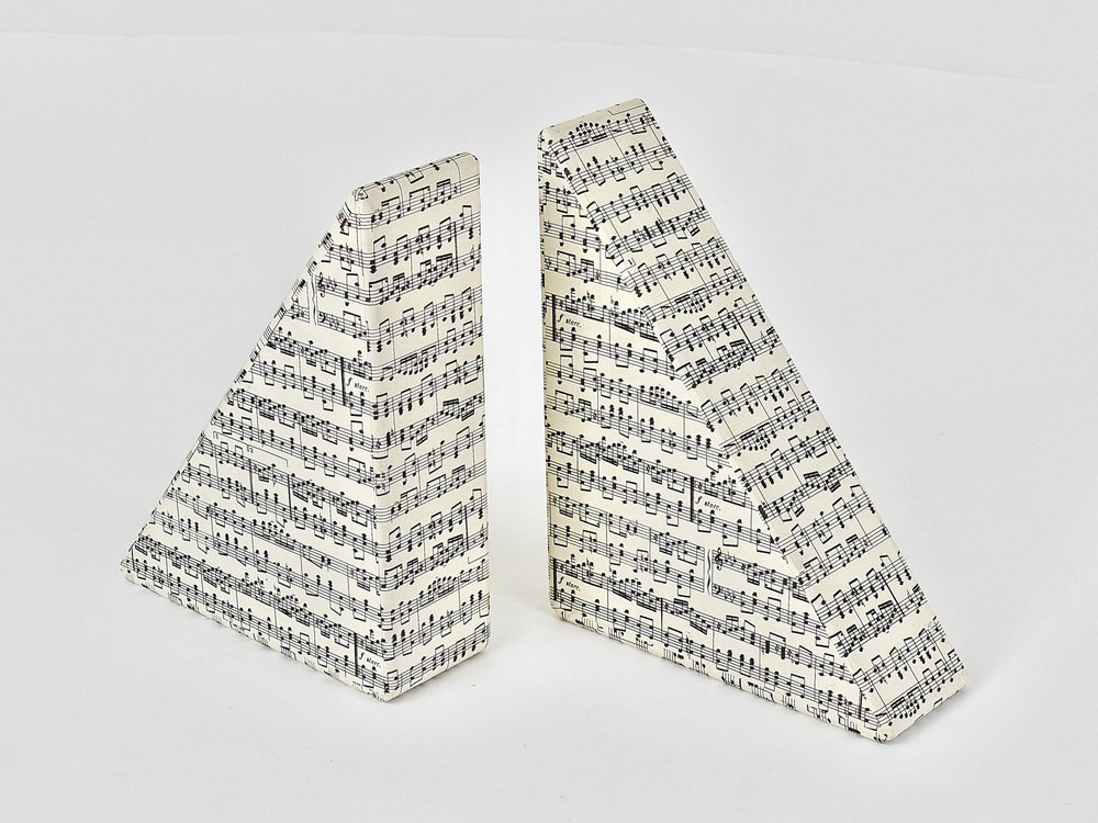 MidCentury Bookends with Music Sheet Pattern by Grafiche Tassotti