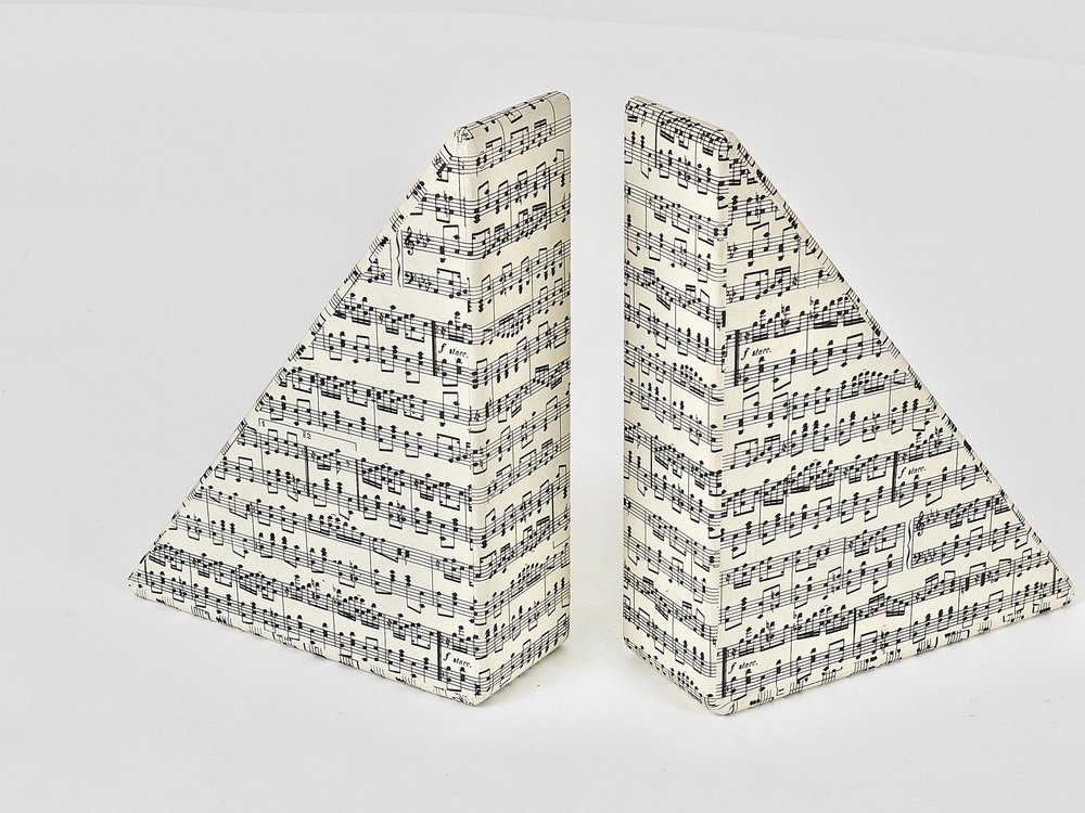 MidCentury Bookends with Music Sheet Pattern by Grafiche Tassotti