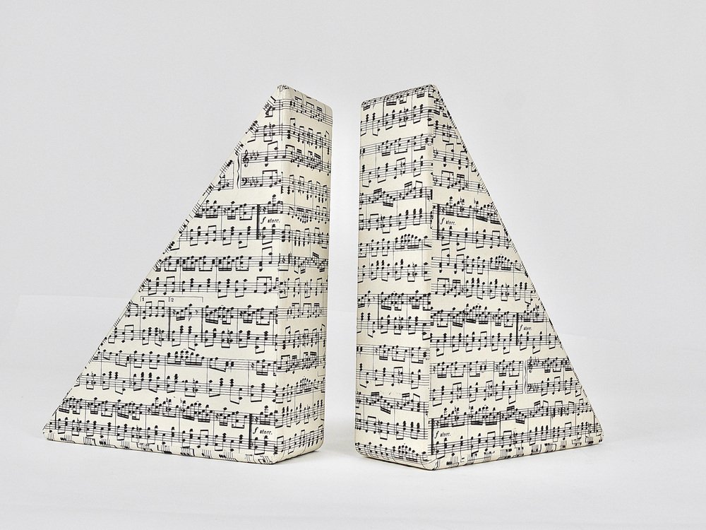 MidCentury Bookends with Music Sheet Pattern by Grafiche Tassotti