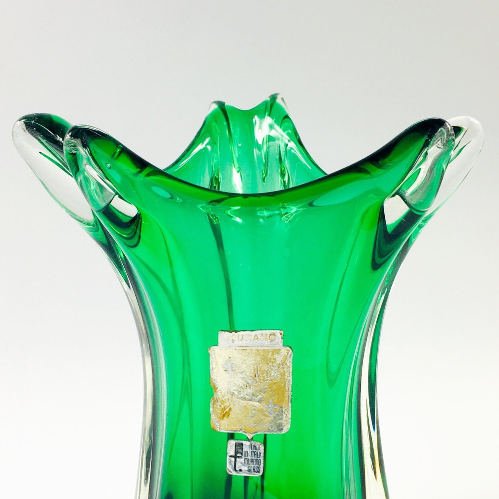 Large MidCentury Labelled Chambord Murano Glass Vase from Fratelli