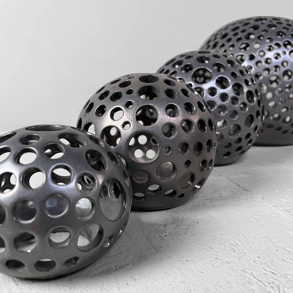 Glazed Ceramic Spheres, 1990s, Set of 4 for sale at Pamono