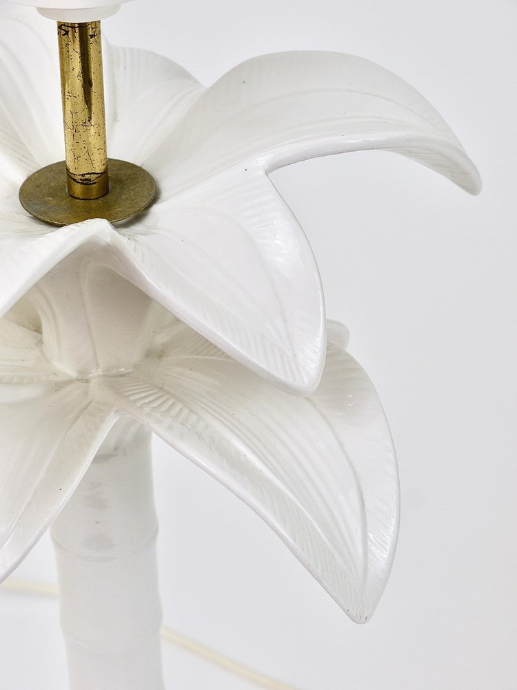 White Palm Tree Faux Bamboo Table Lamp from Tommaso Barbi, Italy, 1970s