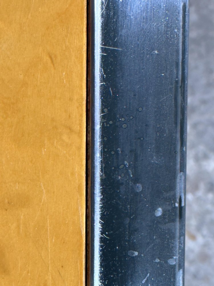 Vintage Italian Square Dining Table in Metal and Elm Burl, 1960s for