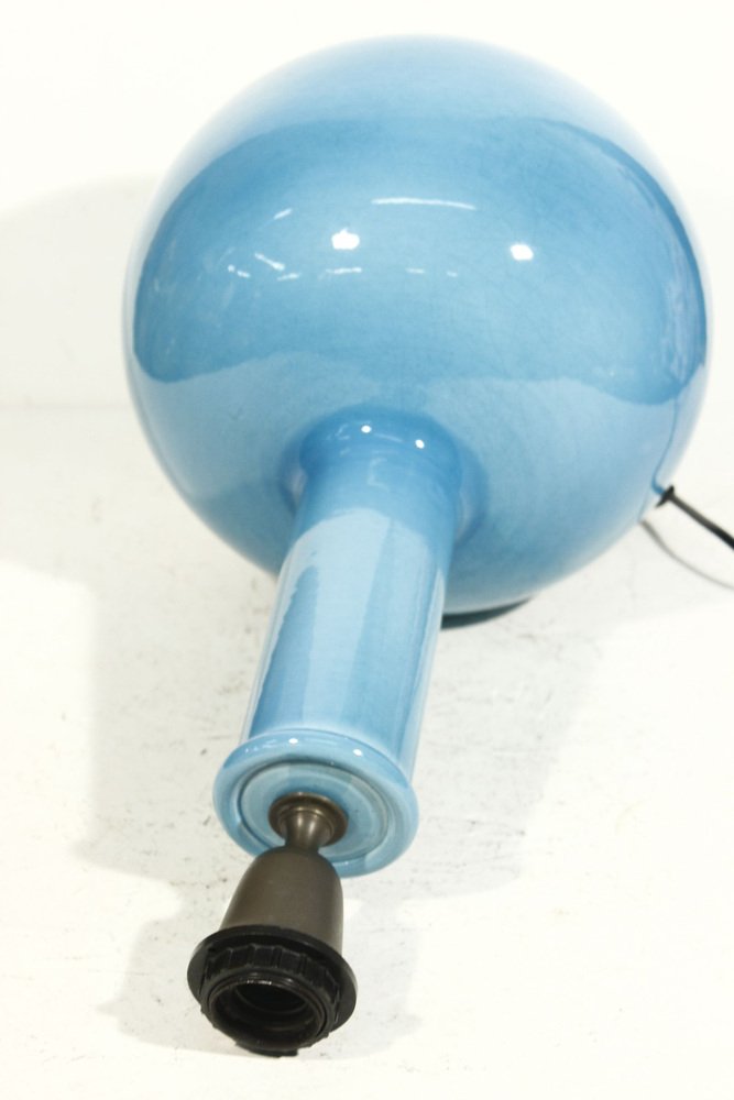 Large Table Lamp Base in Blue Cracked Ceramic by Alvino Bagni, Italy
