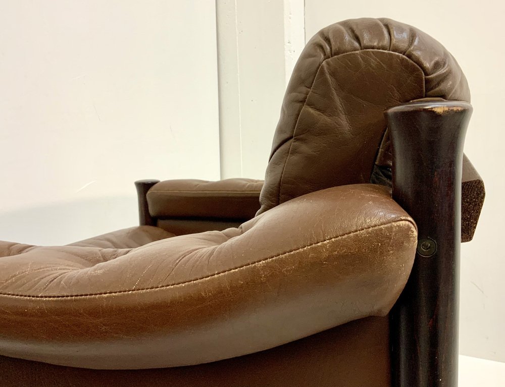 MidCentury Scandinavian Safari Leather Lounge Chairs by Torbjorn Afdal